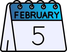 5th of February Filled Gradient Icon vector
