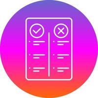 pros y contras línea degradado circulo icono vector