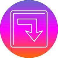 Turn Down Line Gradient Circle Icon vector