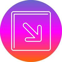 Down Right Line Gradient Circle Icon vector