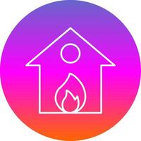 Burning House Line Gradient Circle Icon vector