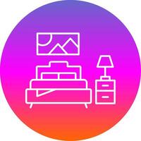 Bedroom Line Gradient Circle Icon vector