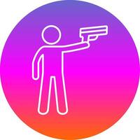 Policeman Holding Gun Line Gradient Circle Icon vector