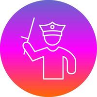 Policeman Holding Stick Line Gradient Circle Icon vector