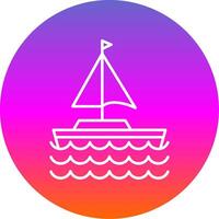 Sail Boat Line Gradient Circle Icon vector