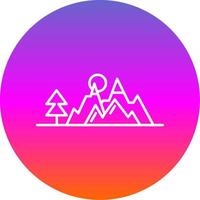 Mountains Line Gradient Circle Icon vector