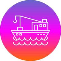 Fishing Boat Line Gradient Circle Icon vector