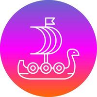 Viking Ship Line Gradient Circle Icon vector