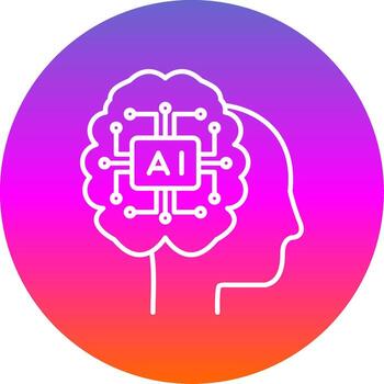 Artificial Intelligence Line Gradient Circle Icon vector
