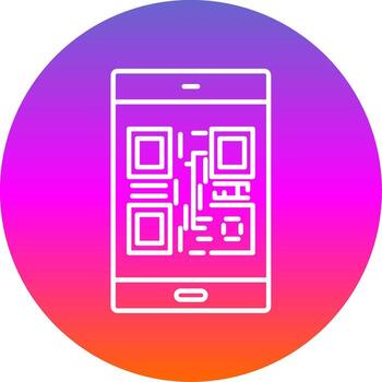 Qr Code Line Gradient Circle Icon vector