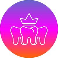 Dental Crown Line Gradient Circle Icon vector