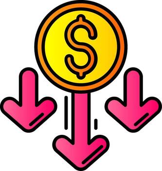 Decrease Filled Gradient Icon vector