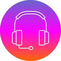 Headphones Line Gradient Circle Icon vector