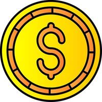 Dollar coin Filled Gradient Icon vector