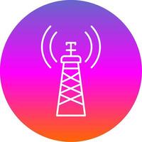 Signal Tower Line Gradient Circle Icon vector