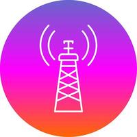 Signal Tower Line Gradient Circle Icon vector