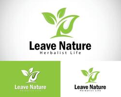 Leave nature logo creative herbal design vector