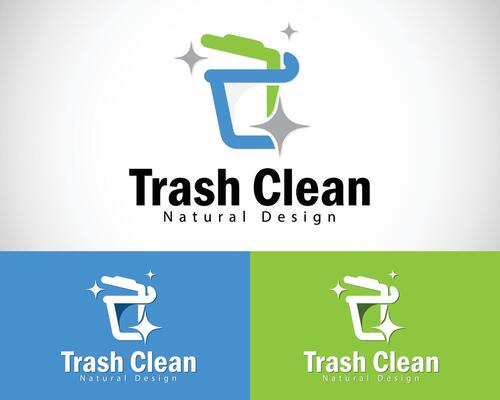 trash clans logo creative design concept line icon modern