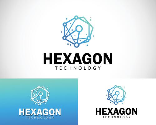 hexagon tech logo creative design concept science molecule design business