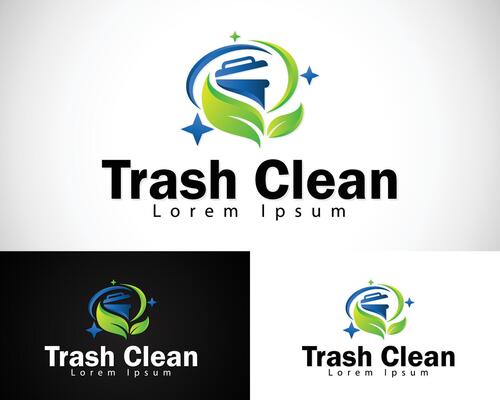 junk remove logo creative design concept nature trash clean business