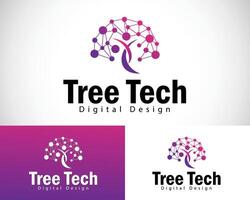 digital tree logo creative network connect design concept pixel vector