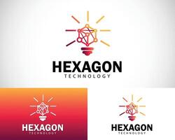 hexágono tecnología logo creativo inteligente diseño concepto Ciencias conectar red vector