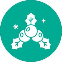 Mistletoe Glyph Circle Multicolor Icon vector