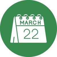22nd of March Glyph Circle Multicolor Icon vector
