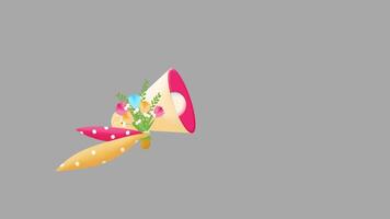 Loud speaker with flowers 2d flat animation without background video