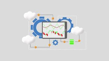 animatie concept voor financieel gegevens wolk opslag. lus animatie zonder achtergrond. video