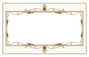 Vintage frame. Old era brown decorated with scrolling flowers. png