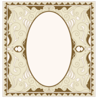 Vintage frame. Old era brown decorated with scrolling flowers. png