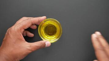 top view of men hand using olive oil video