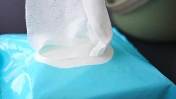 Cleansing wet wipes on table with copy space video