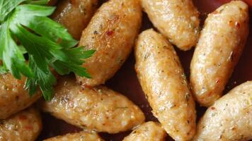 top view of Turkey Meatballs in a bowl video