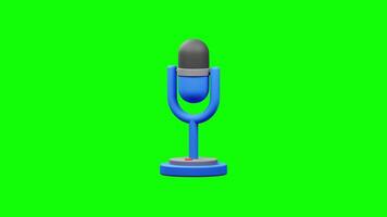 3D microphone pop up animation with green screen background video