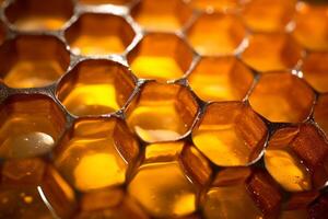 AI generated Banner consisting from traditional species honeycomb in honey, Ai generated photo