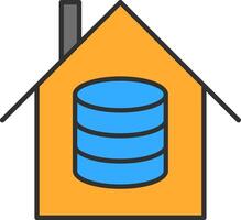 Data House Line Filled Light Icon vector