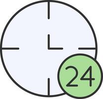 24 Hours Line Filled Light Icon vector