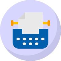 Typewriter Glyph Flat Bubble Icon vector