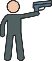 Policeman Holding Gun Line Filled Light Icon vector