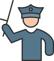 Policeman Holding Stick Line Filled Light Icon vector