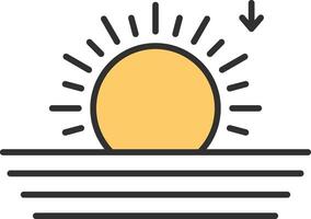 puesta de sol línea lleno ligero icono vector