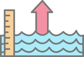 Sea Level Rise Line Filled Light Icon vector