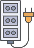 extensión cable línea lleno ligero icono vector