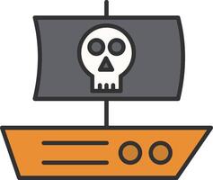 pirata línea lleno ligero icono vector