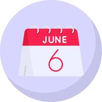 6th of June Glyph Flat Bubble Icon vector