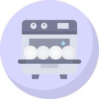 Dishwasher Glyph Flat Bubble Icon vector