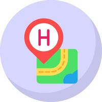 Hospital Glyph Flat Bubble Icon vector