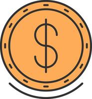 Dollar Symbol Line Filled Light Icon vector